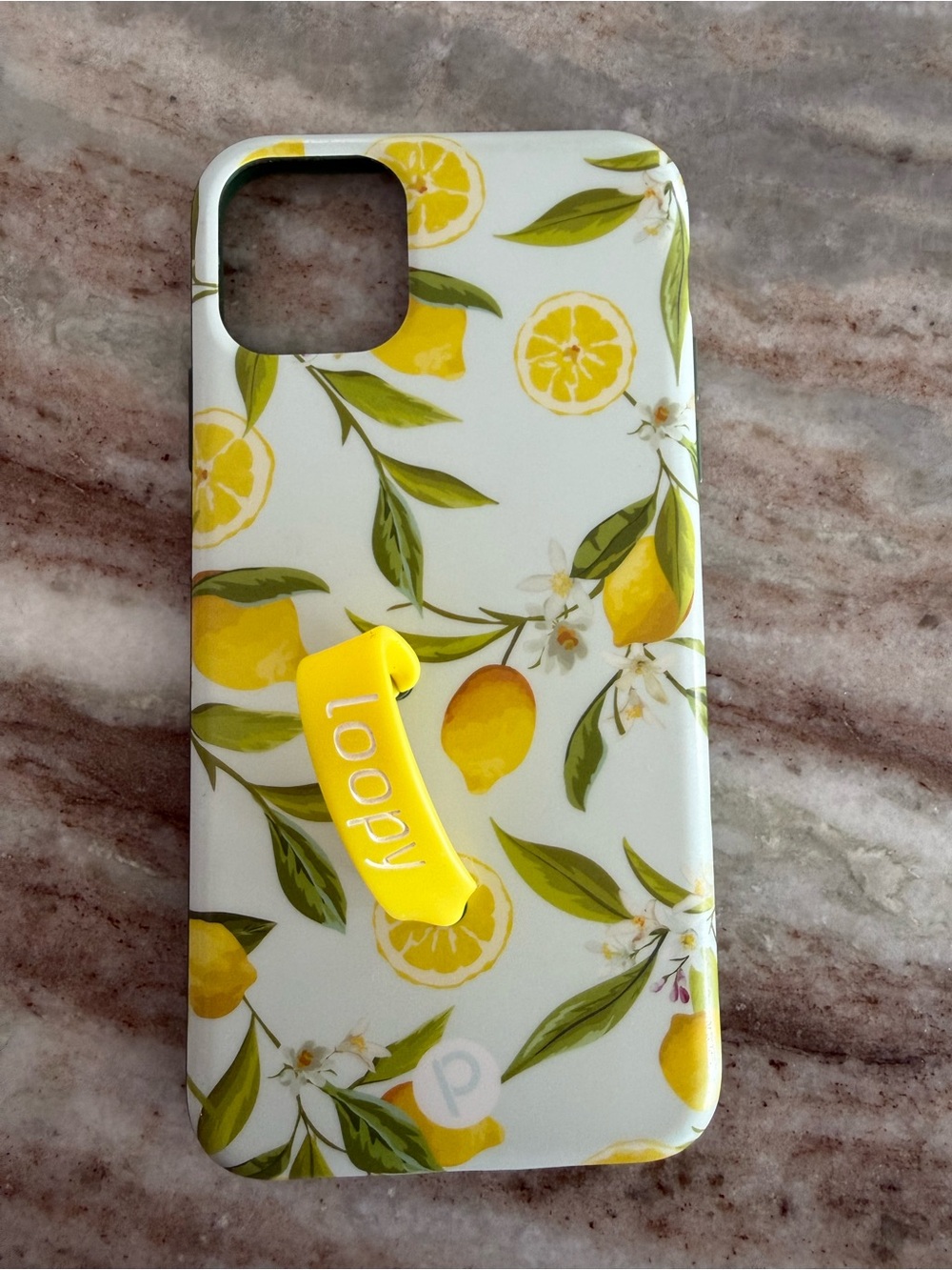 Loopy Case Yellow Lemon Print Phone Case with Yellow Hand Strap